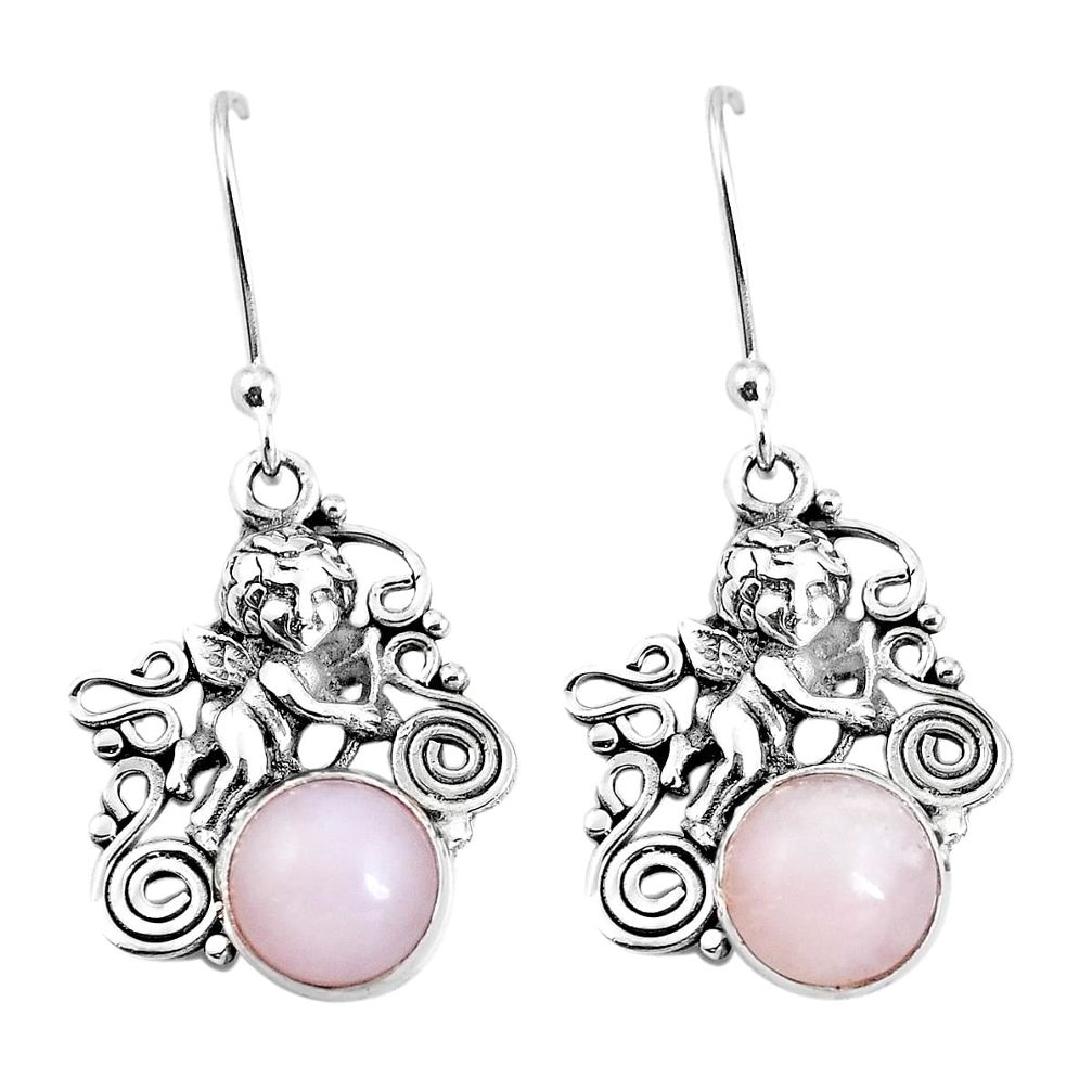 925 sterling silver 6.26cts natural pink opal cupid angel wings earrings m88319