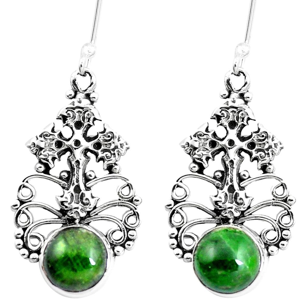 6.63cts natural green chrome diopside 925 silver cross earrings m88327