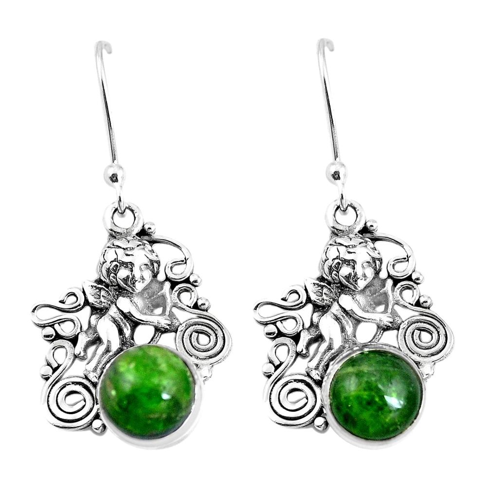 925 silver 6.48cts natural green chrome diopside baby angel wing earrings m88339