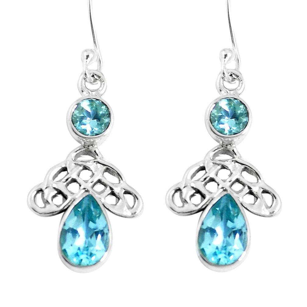 5.52cts natural blue topaz 925 sterling silver dangle earrings jewelry m88901