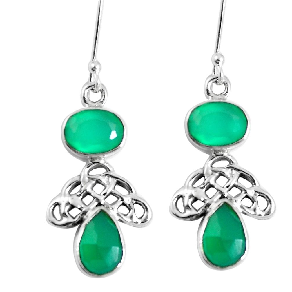 8.22cts natural green chalcedony 925 sterling silver dangle earrings m88907