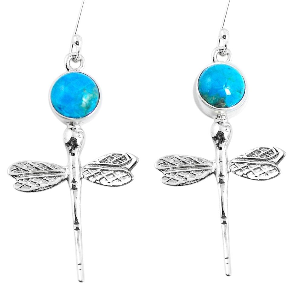 6.84cts natural blue kyanite 925 sterling silver dragonfly earrings m88924