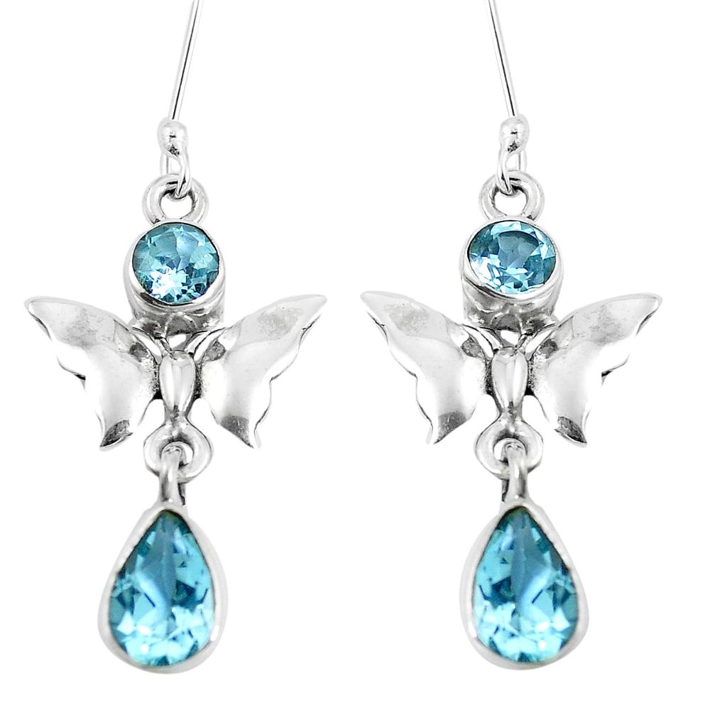 6.29cts natural blue topaz 925 sterling silver butterfly earrings jewelry m88930