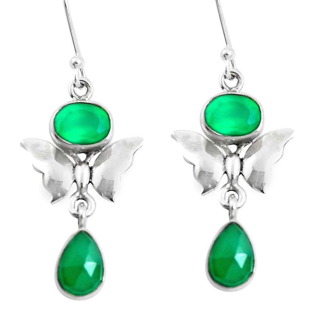 8.54cts natural green chalcedony 925 sterling silver butterfly earrings m88932