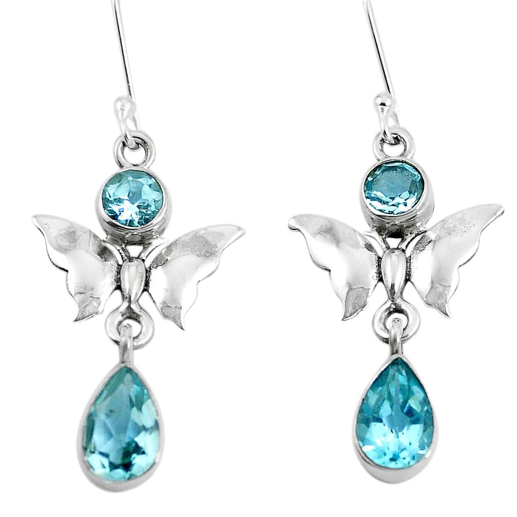 5.79cts natural blue topaz 925 sterling silver butterfly earrings jewelry m88941