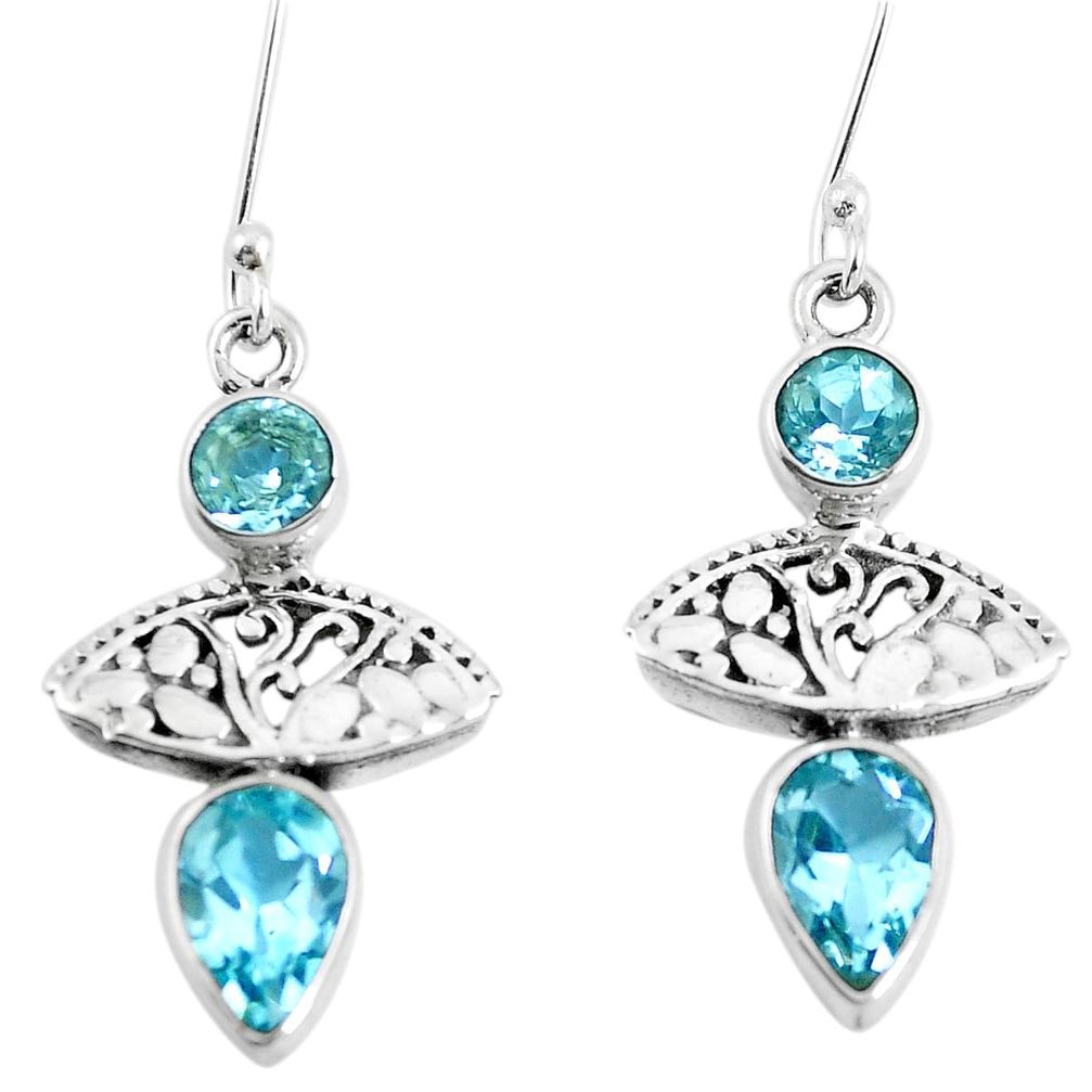 5.53cts natural blue topaz 925 sterling silver dangle earrings jewelry m88942