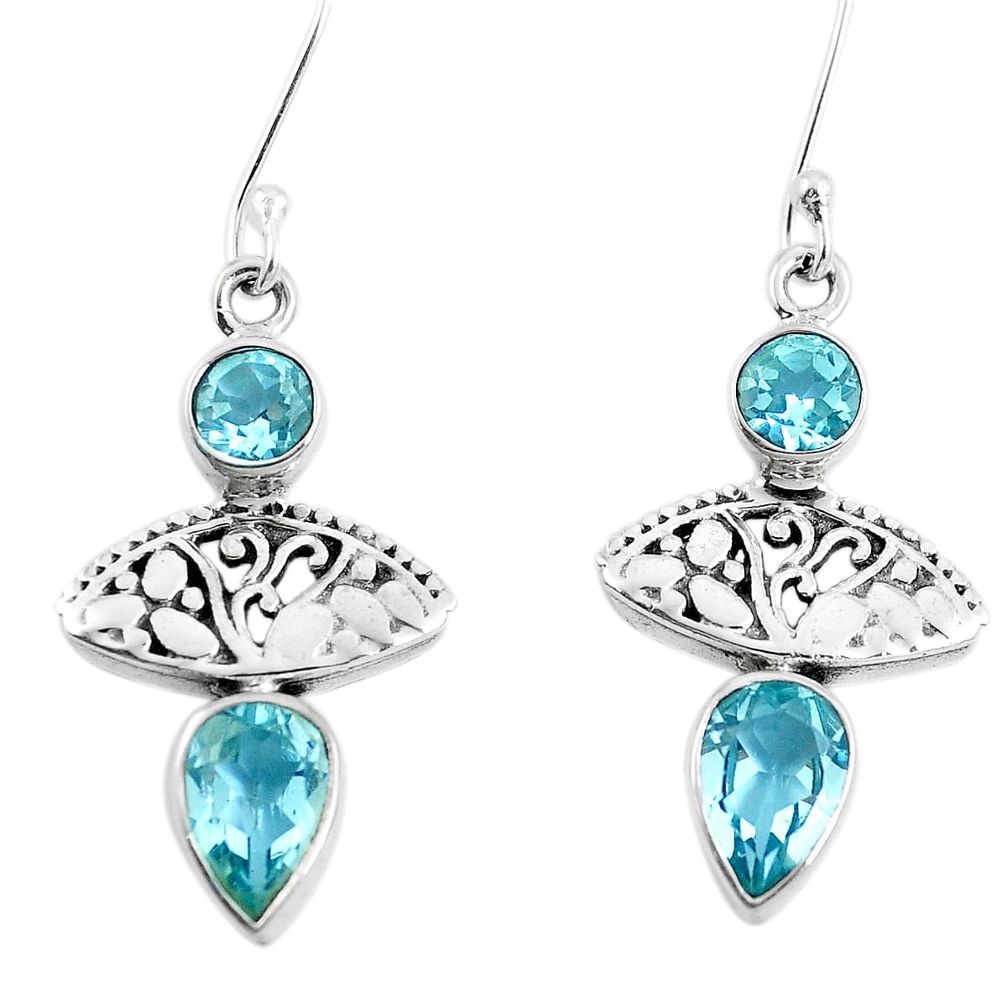 5.53cts natural blue topaz 925 sterling silver dangle earrings jewelry m88943