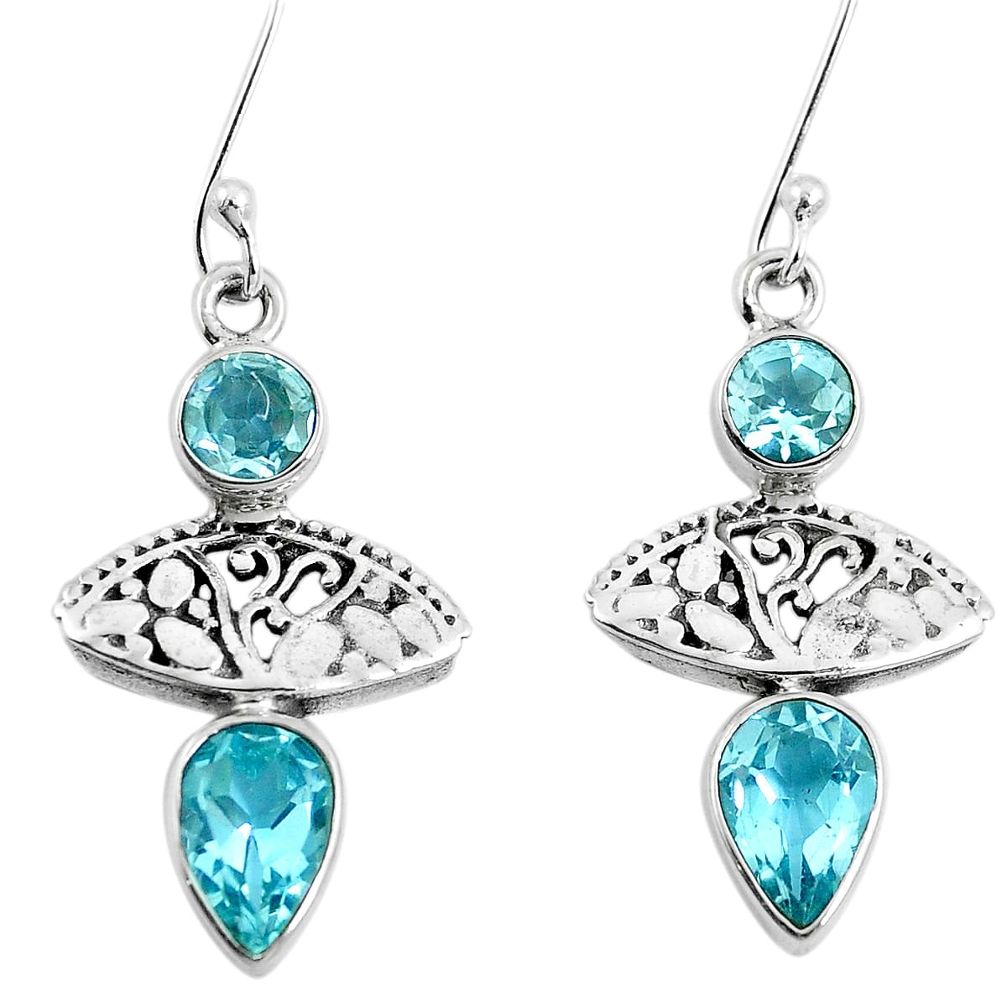 925 sterling silver 5.54cts natural blue topaz dangle earrings jewelry m88944