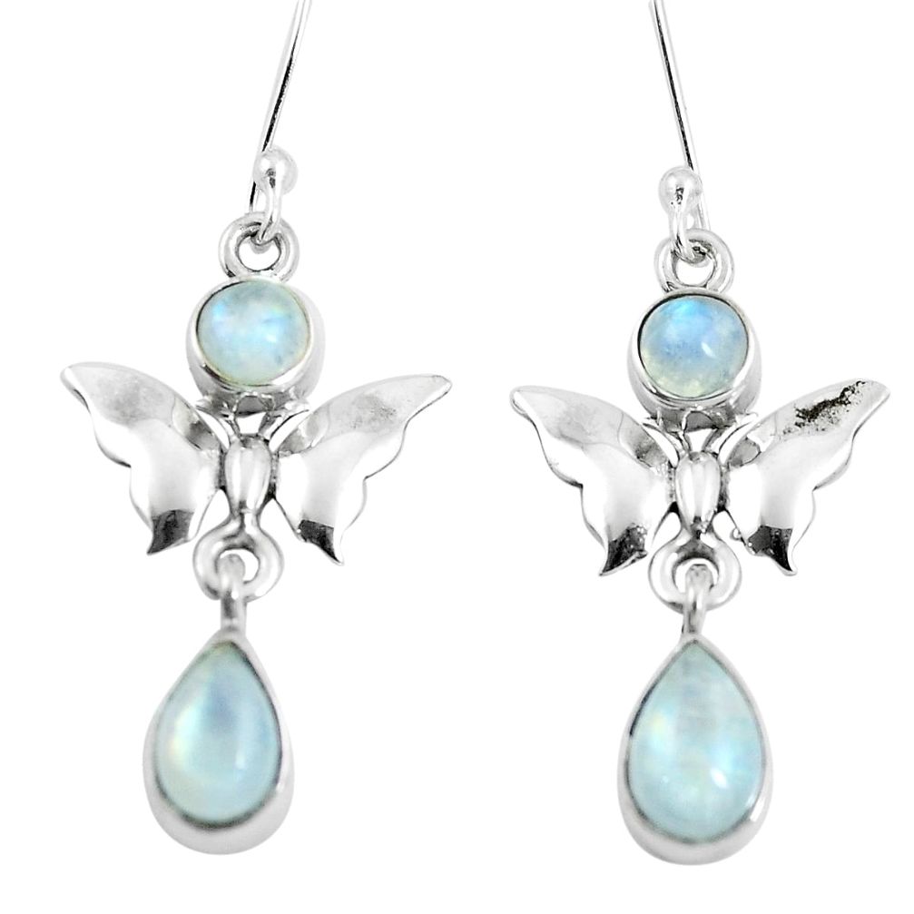 925 sterling silver 5.79cts natural rainbow moonstone butterfly earrings m88947