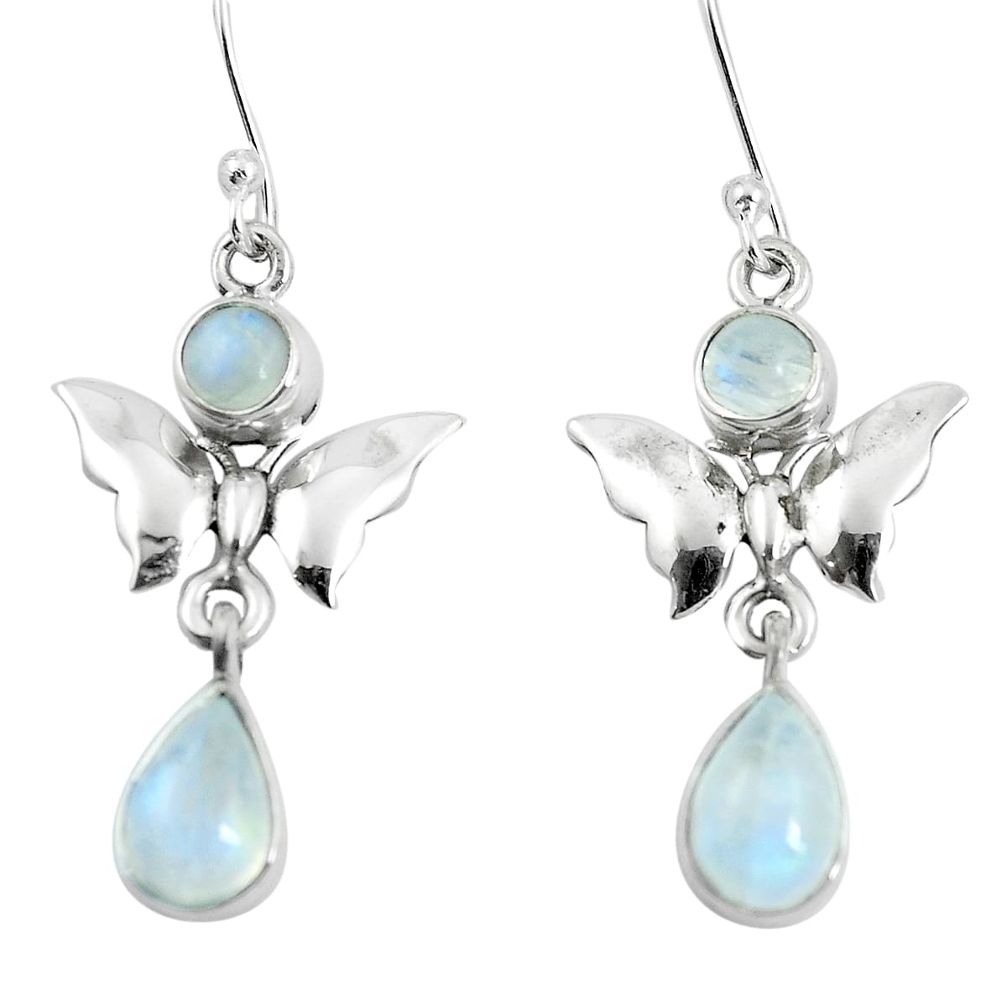 5.79cts natural rainbow moonstone 925 sterling silver butterfly earrings m88951