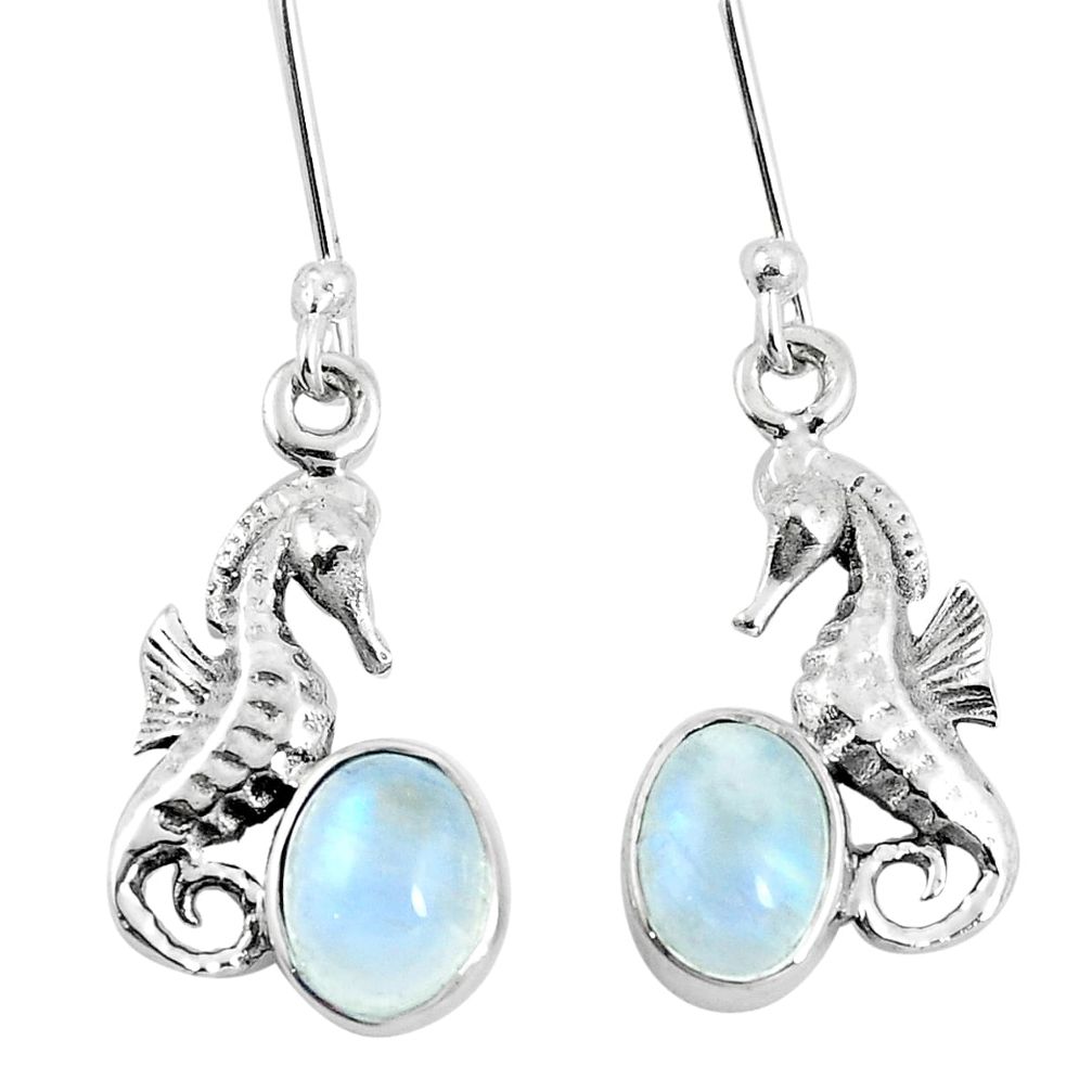 4.69cts natural rainbow moonstone 925 sterling silver dangle earrings m88954