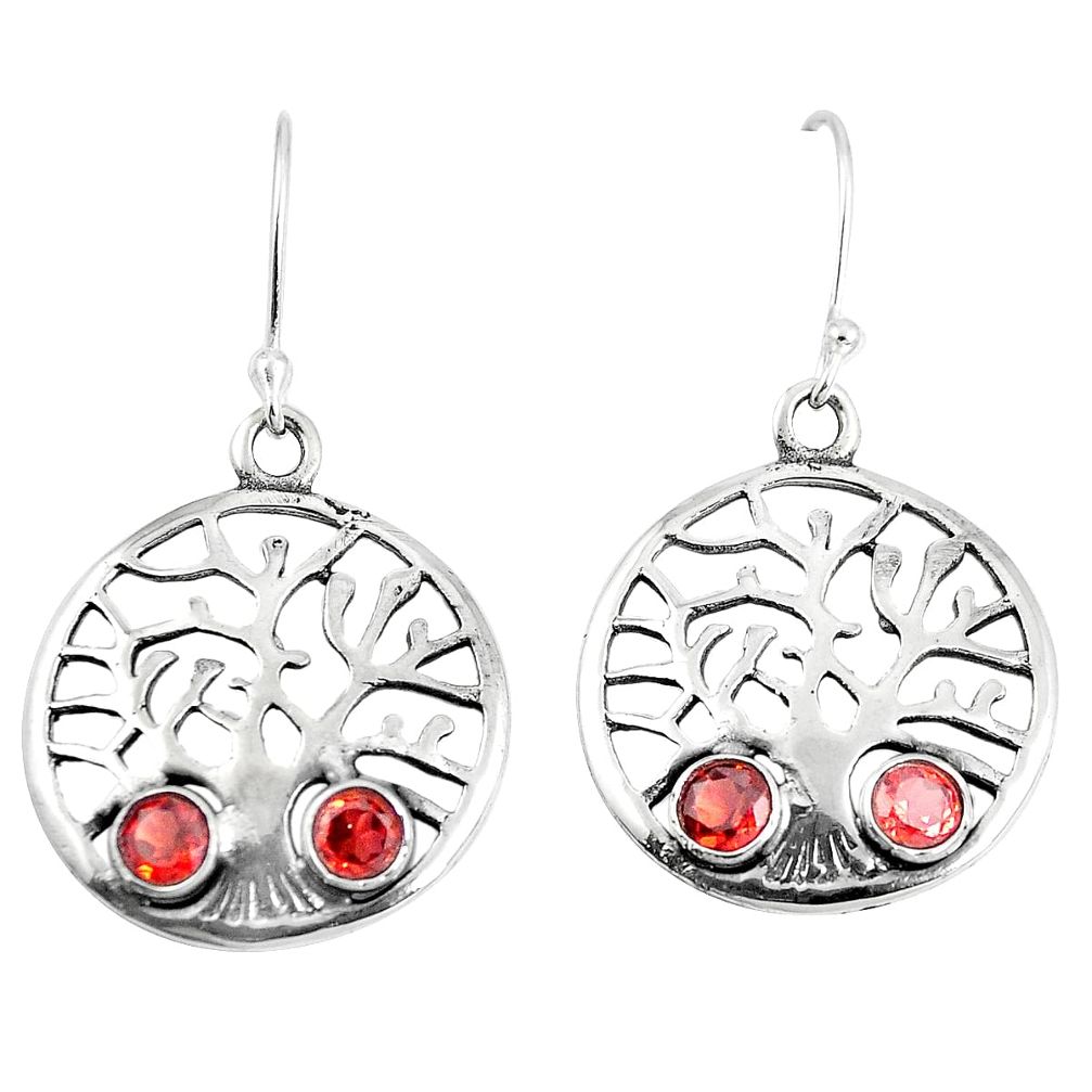 925 sterling silver 2.34cts natural red garnet tree of life earrings m88976