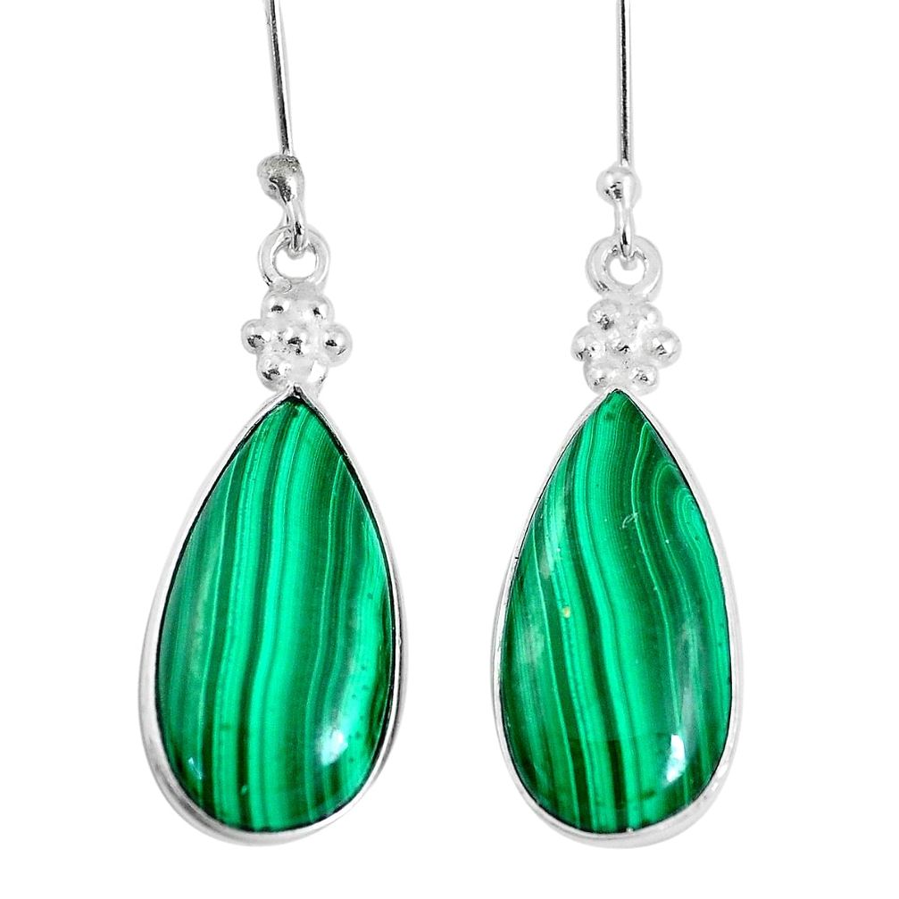 18.70cts natural green malachite (pilot's stone) 925 silver earrings m90550
