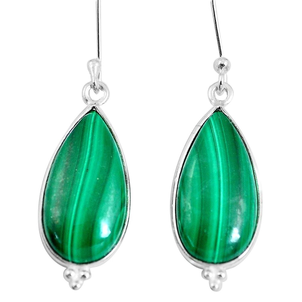 18.76cts natural green malachite (pilot's stone) 925 silver earrings m90560