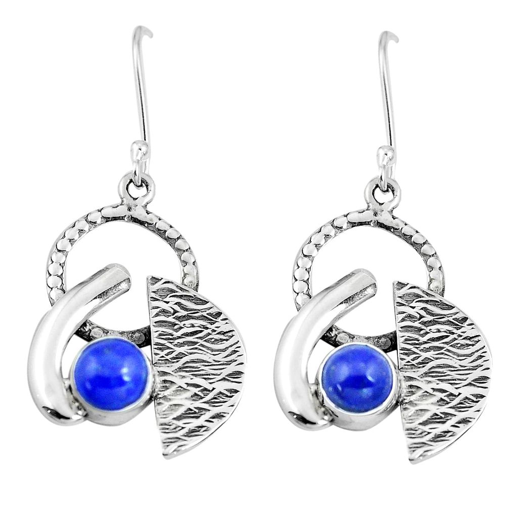 2.63cts natural blue lapis lazuli 925 sterling silver dangle earrings m91563