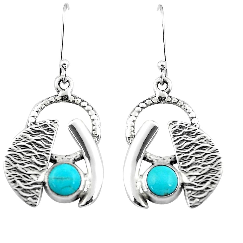 925 sterling silver 2.51cts blue arizona mohave turquoise dangle earrings m91565