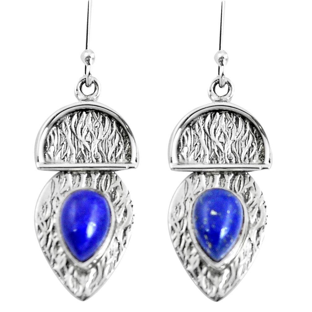 5.10cts natural blue lapis lazuli 925 sterling silver dangle earrings m91586