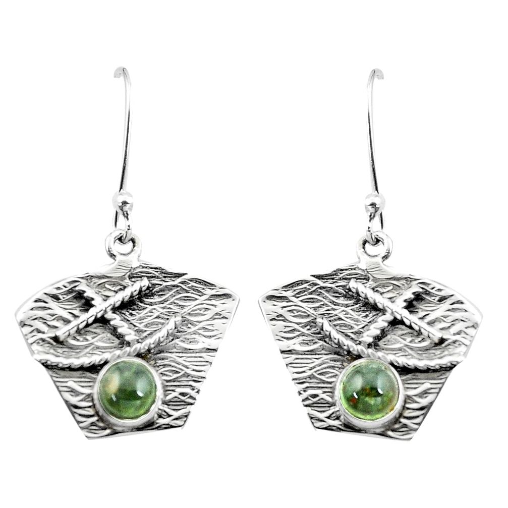 2.24cts natural green tourmaline 925 sterling silver dangle earrings m91589