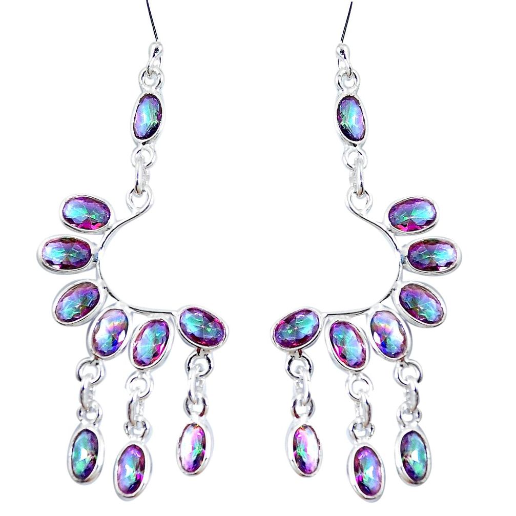 14.25cts multicolor rainbow topaz 925 sterling silver chandelier earrings m92187