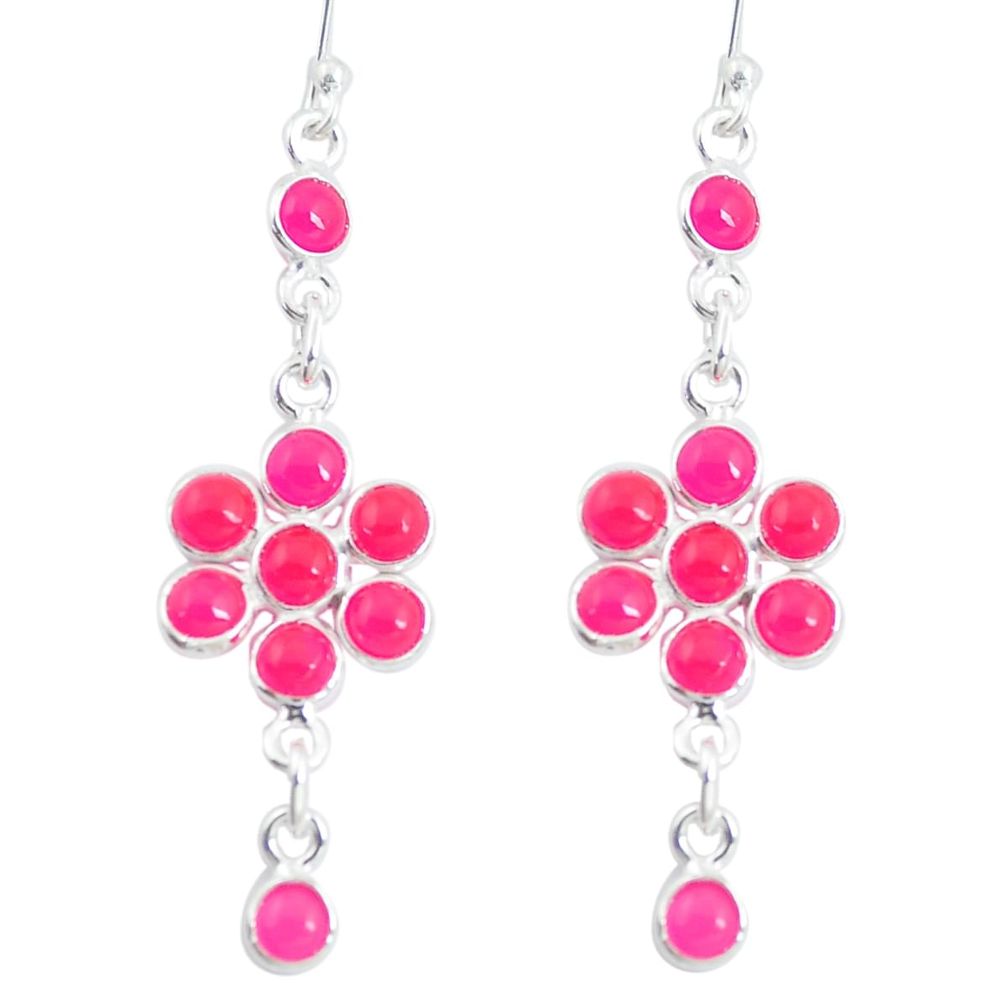 8.86cts natural pink chalcedony 925 sterling silver chandelier earrings m92221