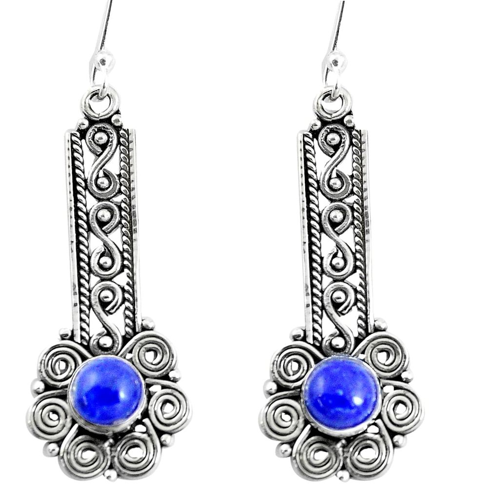 2.94cts natural blue lapis lazuli 925 sterling silver dangle earrings m92261