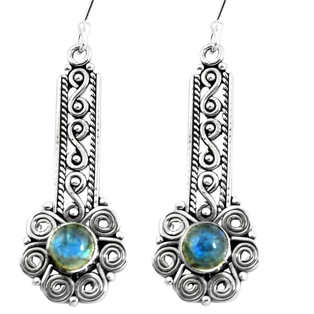 2.94cts natural blue labradorite 925 sterling silver dangle earrings m92278