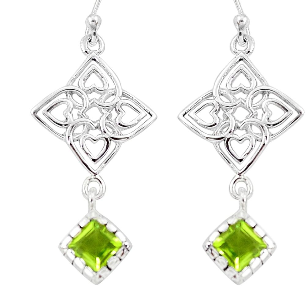 925 sterling silver 3.82cts natural green peridot dangle earrings jewelry m93475