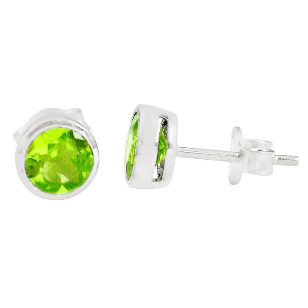 2.20cts natural green peridot 925 sterling silver stud earrings jewelry m93825