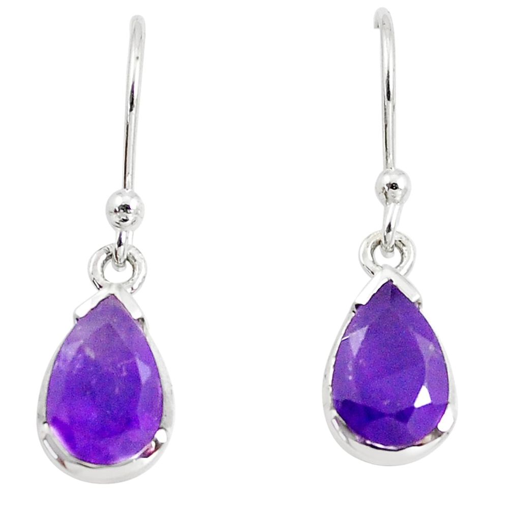 4.96cts natural purple amethyst 925 sterling silver dangle earrings m93872