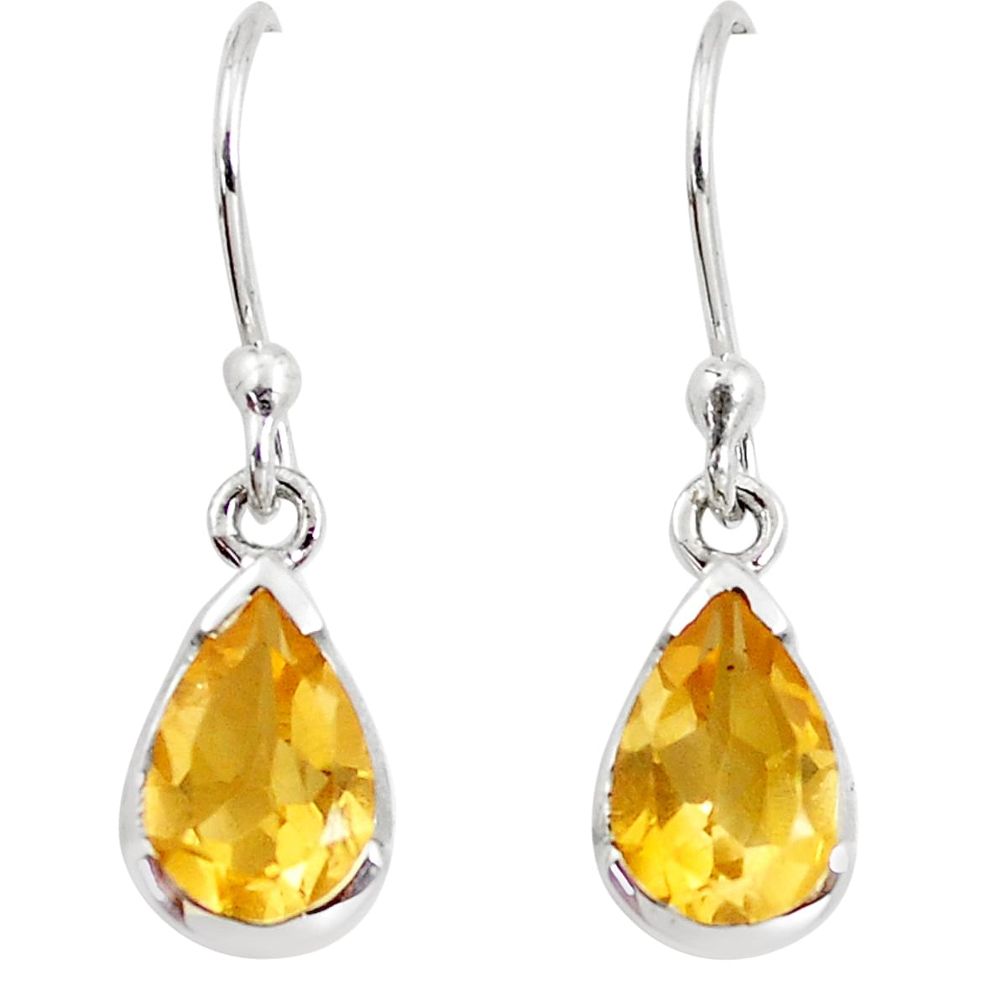 925 sterling silver 4.71cts natural yellow citrine dangle earrings m93876