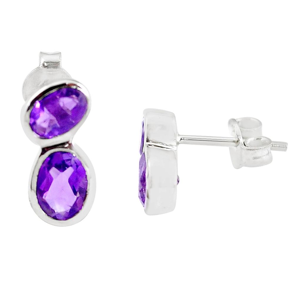 5.20cts natural purple amethyst 925 sterling silver stud earrings jewelry m93881