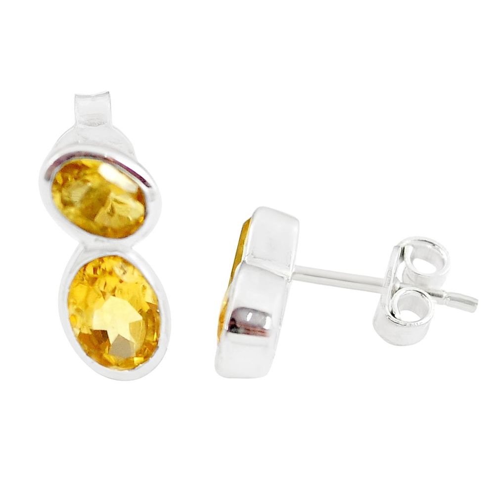 5.20cts natural yellow citrine 925 sterling silver stud earrings jewelry m93886