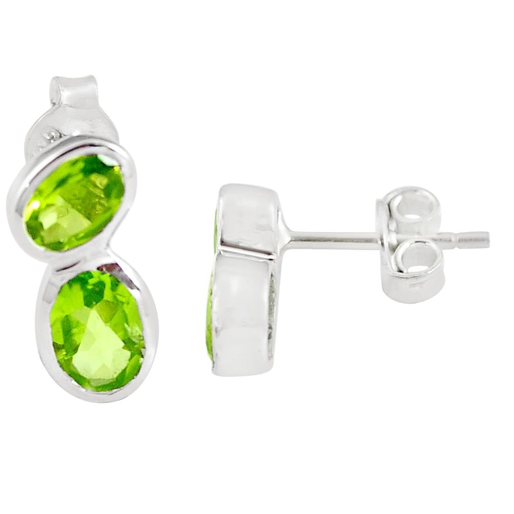 925 sterling silver 5.17cts natural green peridot stud earrings jewelry m93890