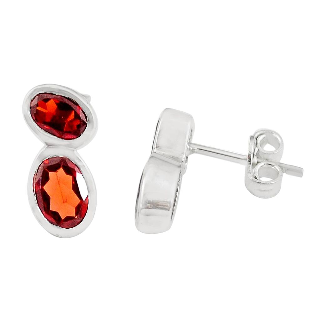 5.87cts natural red garnet 925 sterling silver stud earrings jewelry m93894