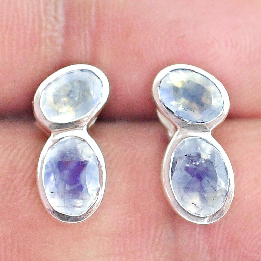 5.44cts natural rainbow moonstone 925 sterling silver stud earrings m93895