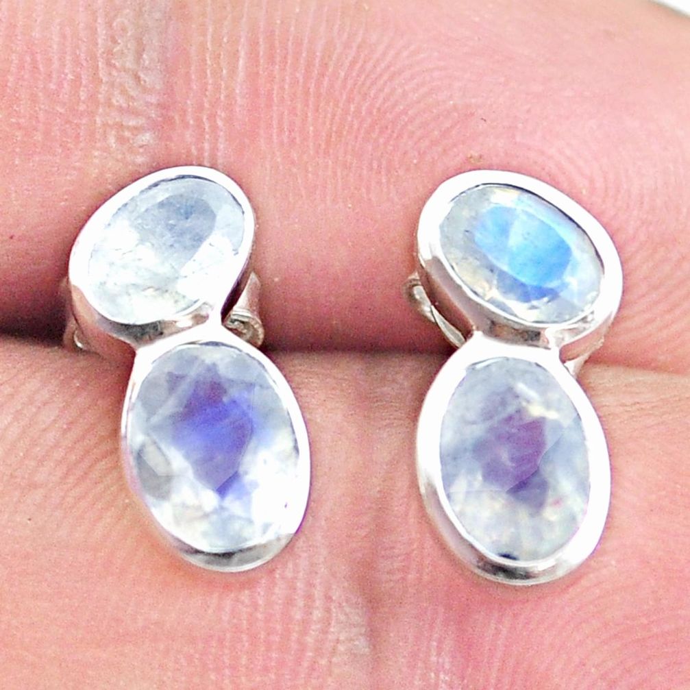 925 sterling silver 5.20cts natural rainbow moonstone stud earrings m93896