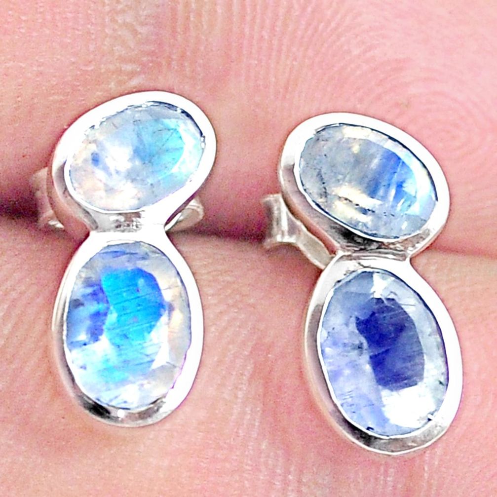 5.20cts natural rainbow moonstone 925 sterling silver stud earrings m93897