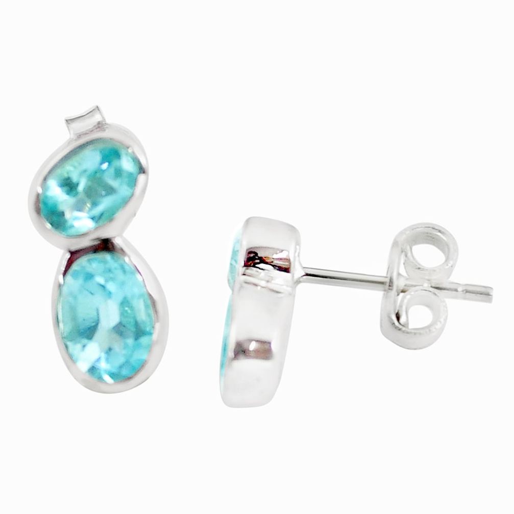 925 sterling silver 5.44cts natural blue topaz stud earrings jewelry m93899