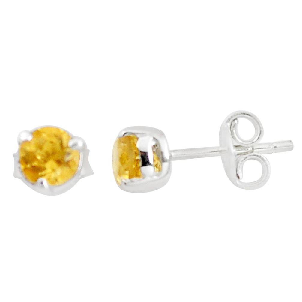 1.56cts natural yellow citrine 925 sterling silver stud earrings jewelry m93960