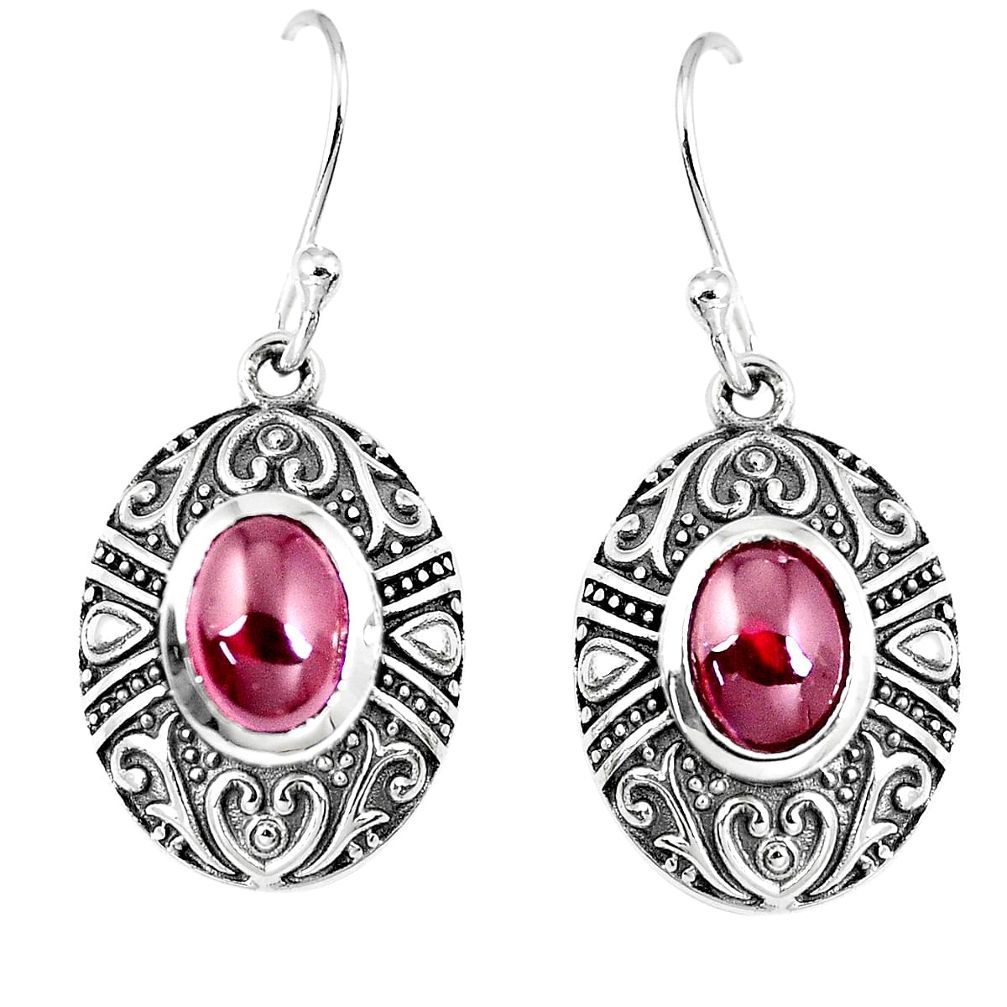 4.38cts natural red garnet 925 sterling silver dangle earrings jewelry m94605