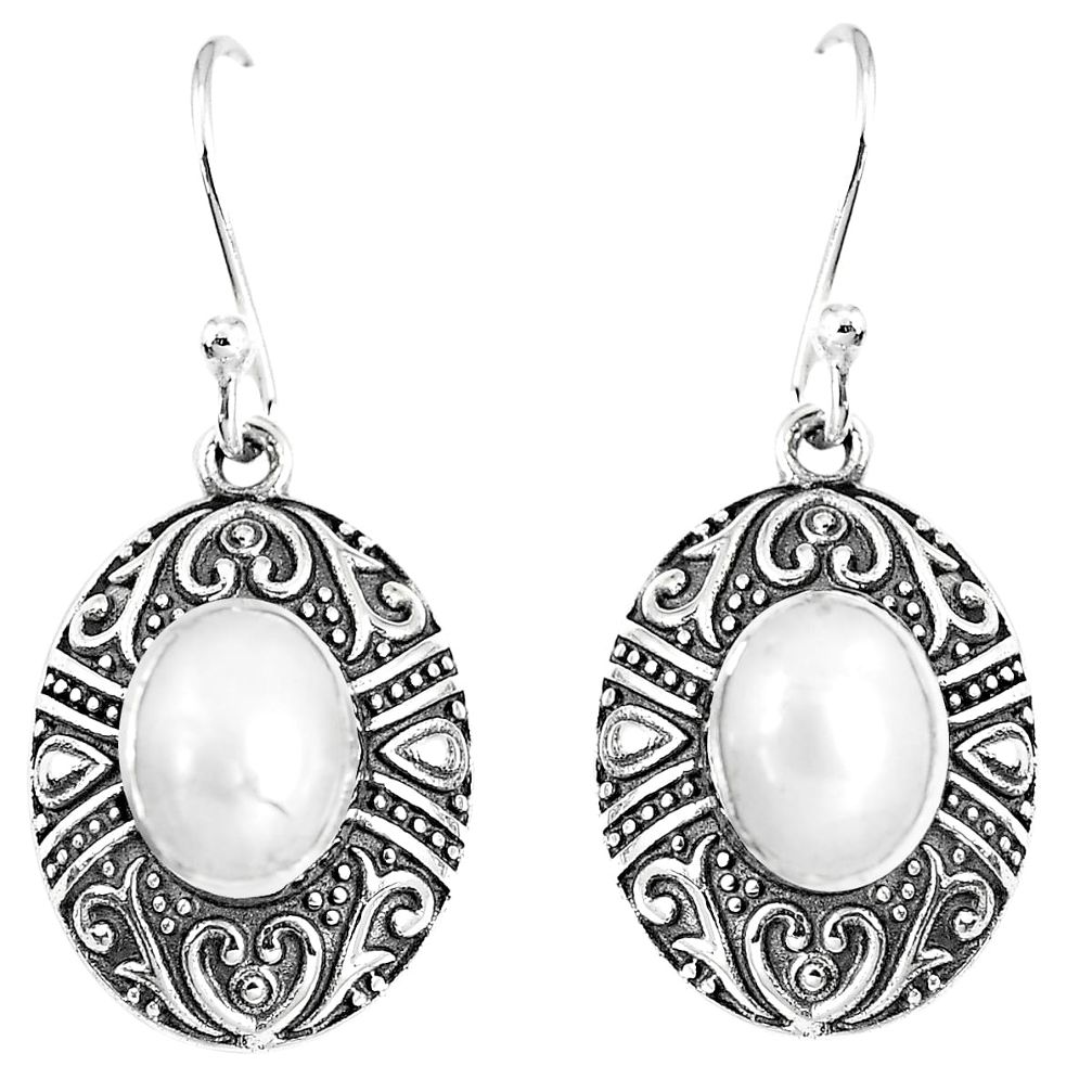 4.21cts natural white pearl 925 sterling silver dangle earrings jewelry m94612