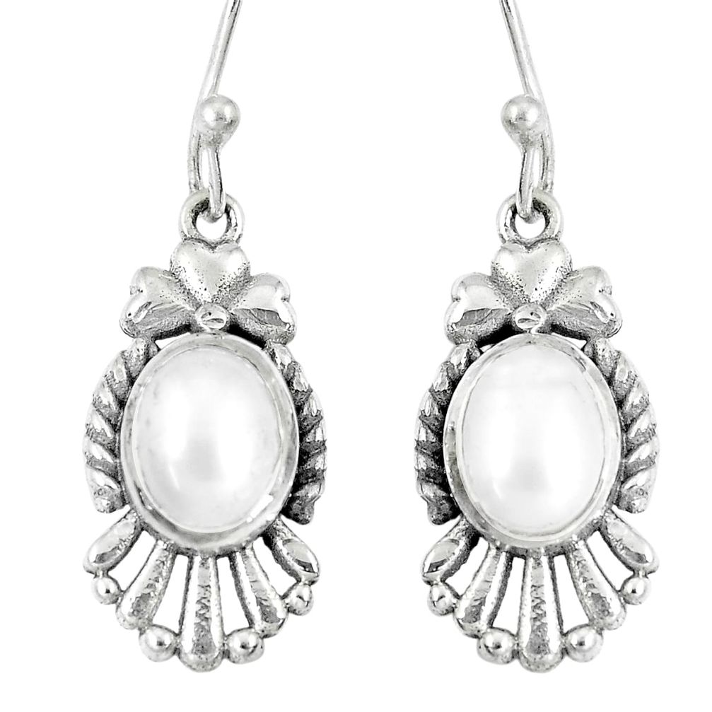 4.02cts natural white pearl 925 sterling silver dangle earrings jewelry m94613