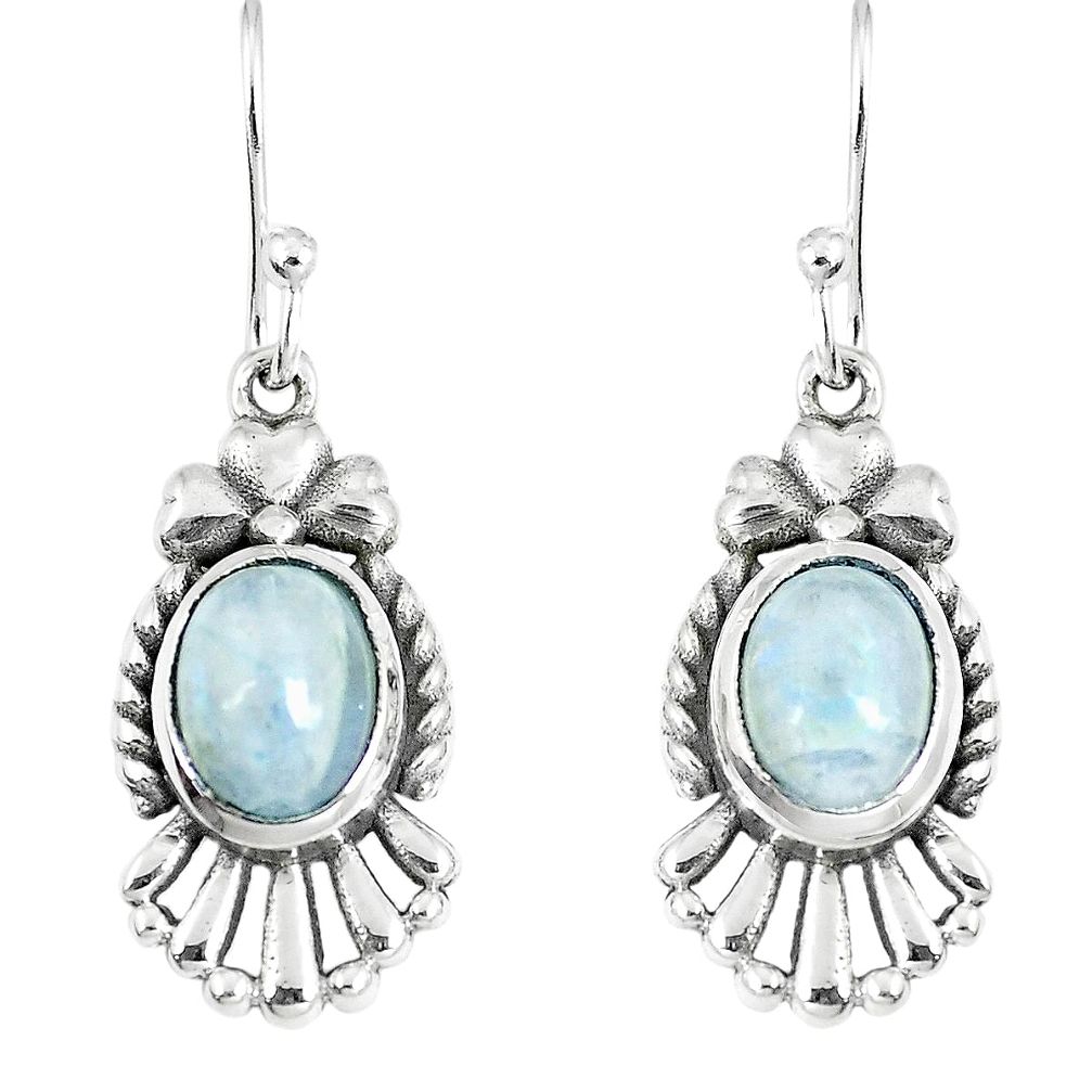 4.02cts natural rainbow moonstone 925 sterling silver dangle earrings m94615