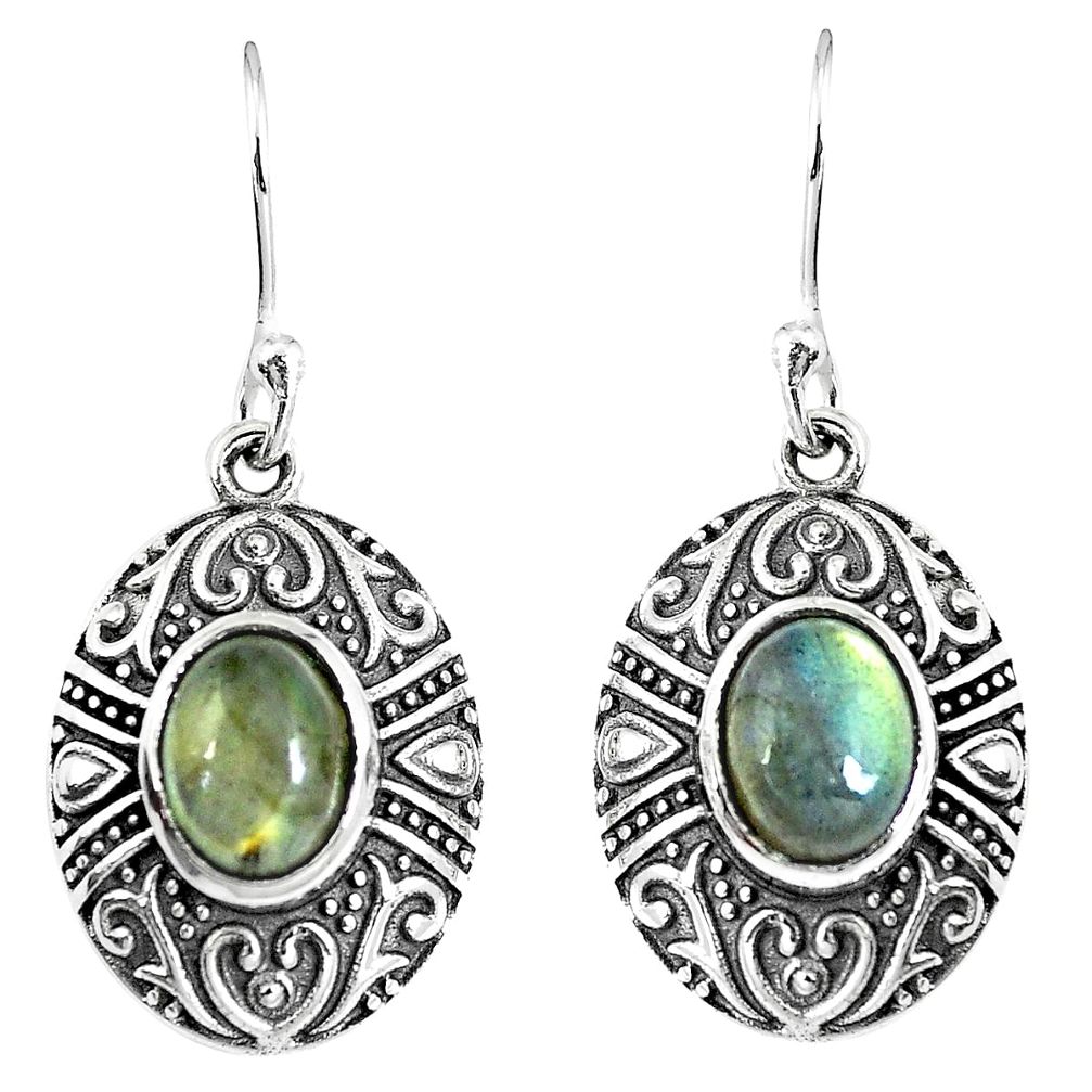 925 sterling silver 4.38cts natural blue labradorite dangle earrings m94617