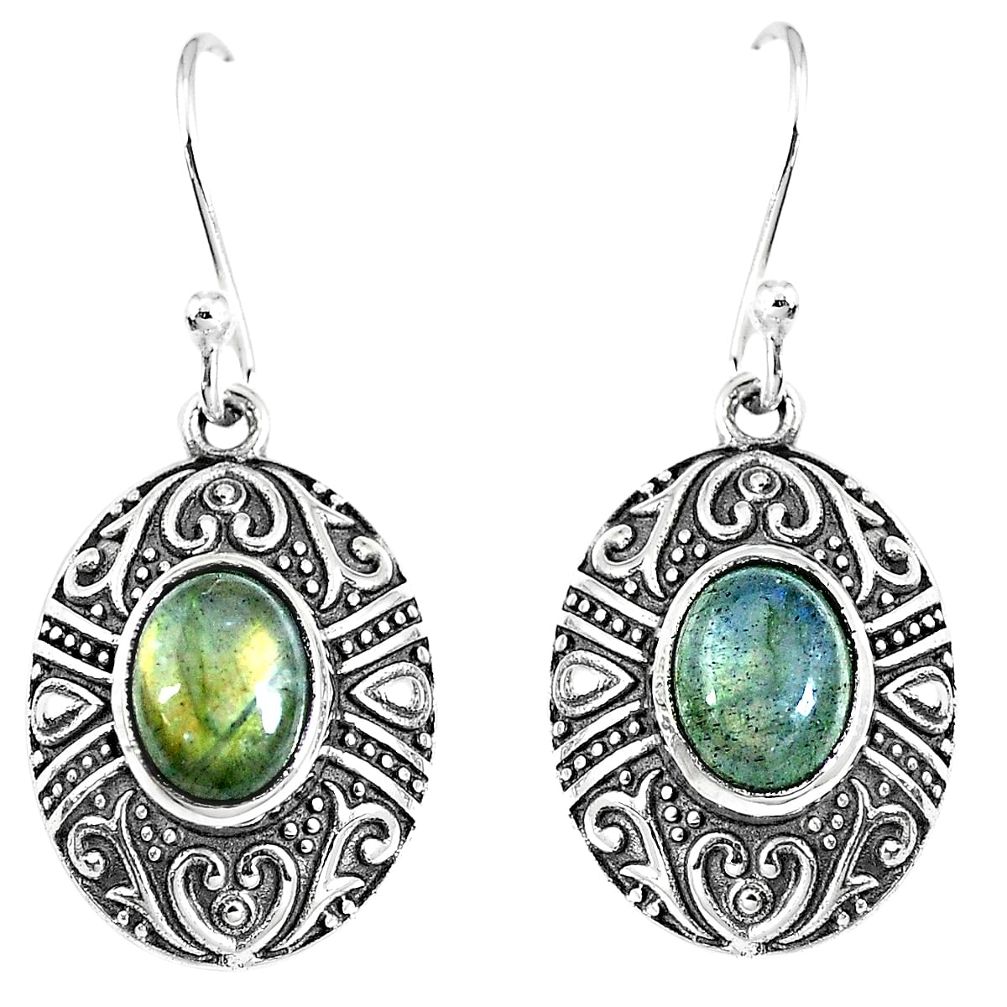 925 sterling silver 4.38cts natural blue labradorite dangle earrings m94620