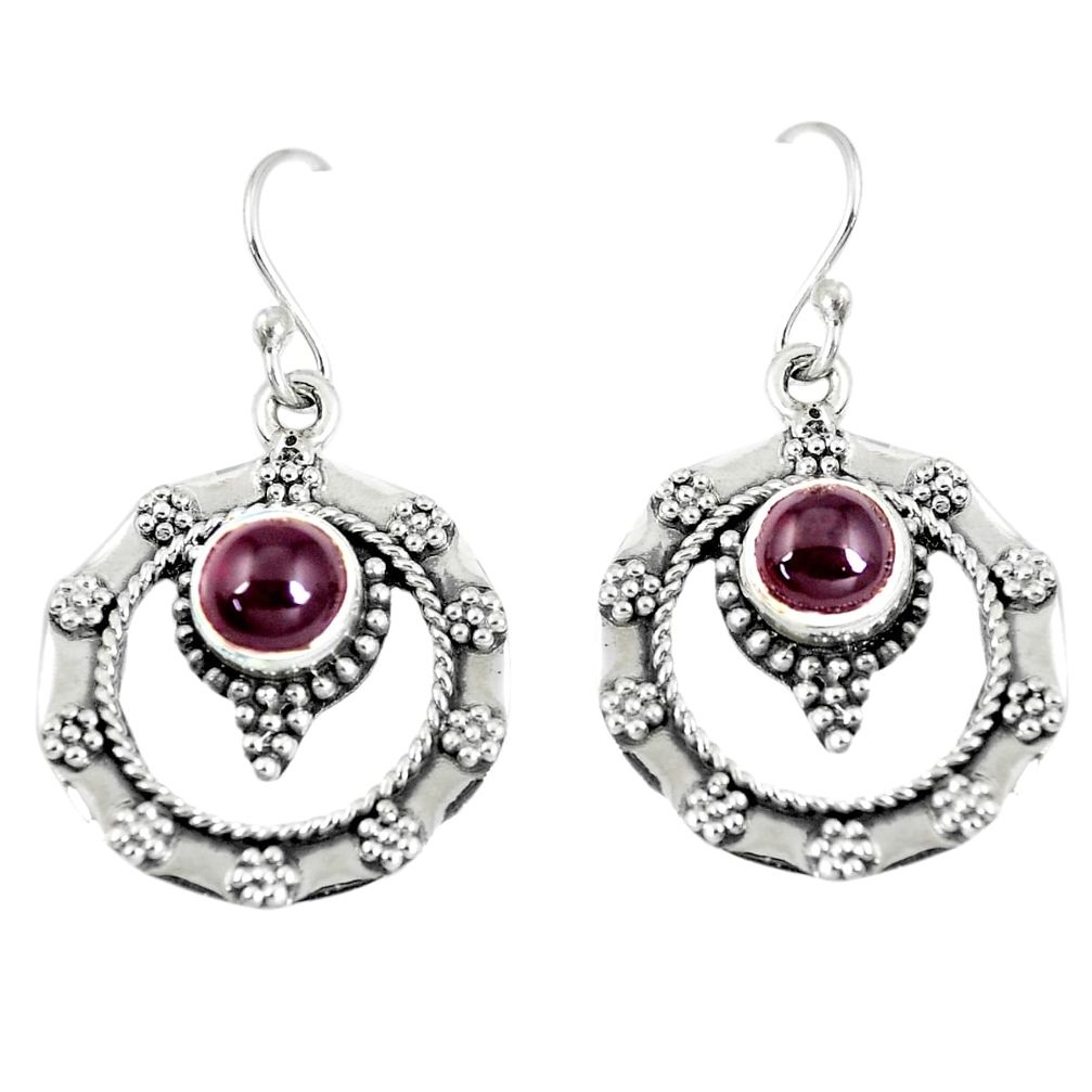 2.35cts natural red garnet 925 sterling silver dangle earrings jewelry m94647
