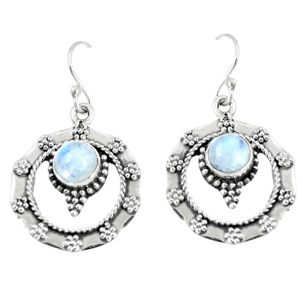 925 sterling silver 2.35cts natural rainbow moonstone dangle earrings m94659