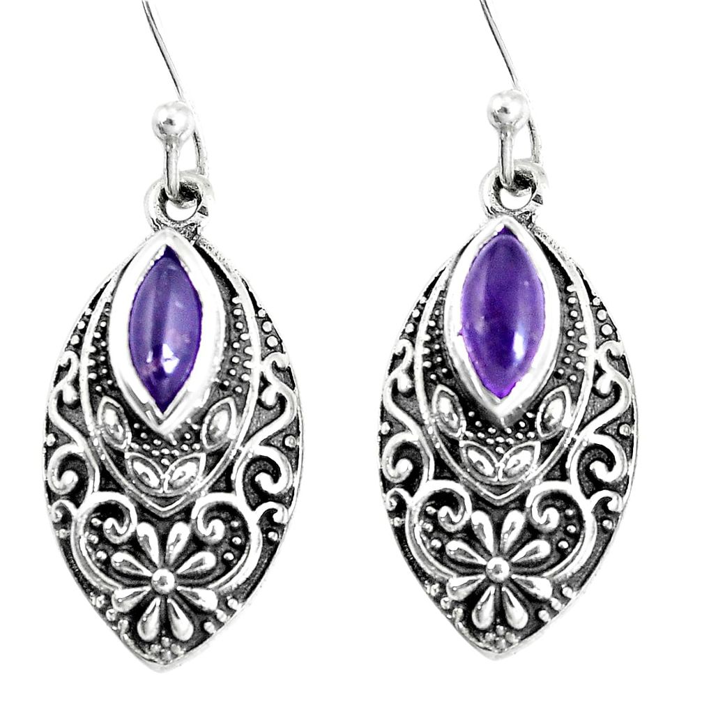 4.21cts natural purple amethyst 925 sterling silver dangle earrings m94665