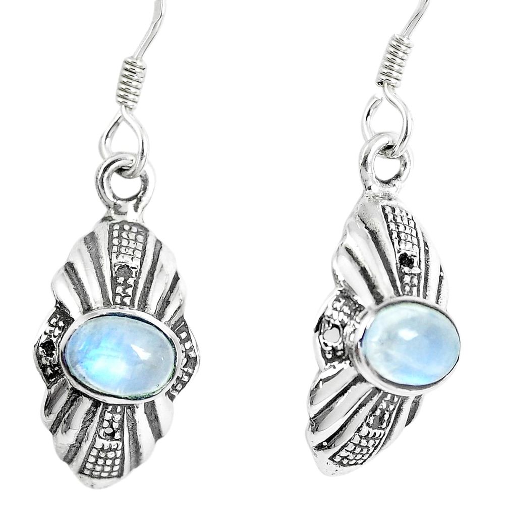 925 sterling silver 3.42cts natural rainbow moonstone dangle earrings m94684