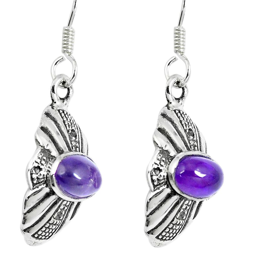 3.51cts natural purple amethyst 925 sterling silver dangle earrings m94690
